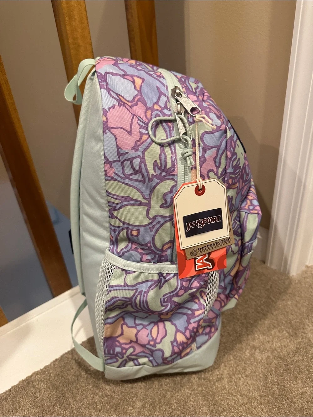 Jansport Pastel Floral Backpack - Lavender, Pink, Mint